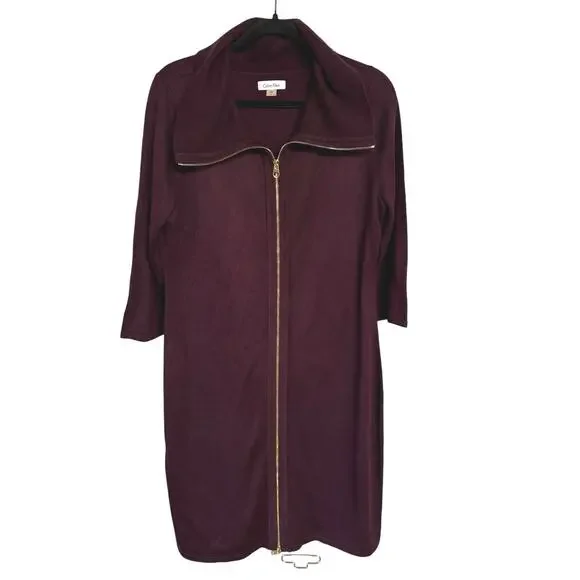 Calvin Klein Purple Full Zip Gold Knit Maxi Dress Old Money Glam Mobwife  Large